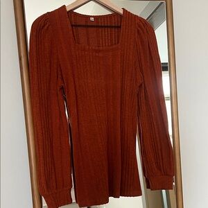 Rust Ribbed Knit Women's Sweater